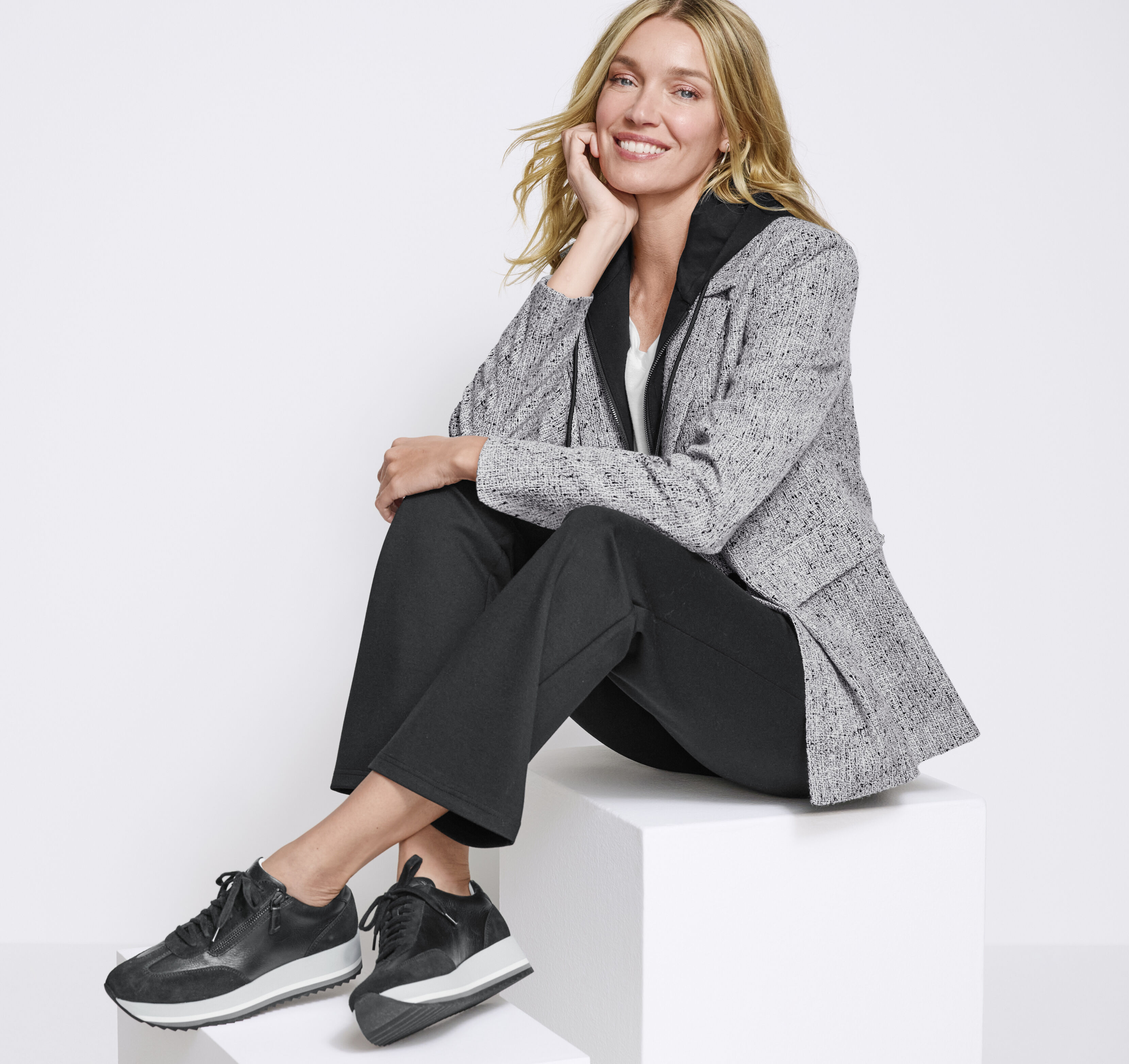 Tweed Blazer with Removable Hooded Bib