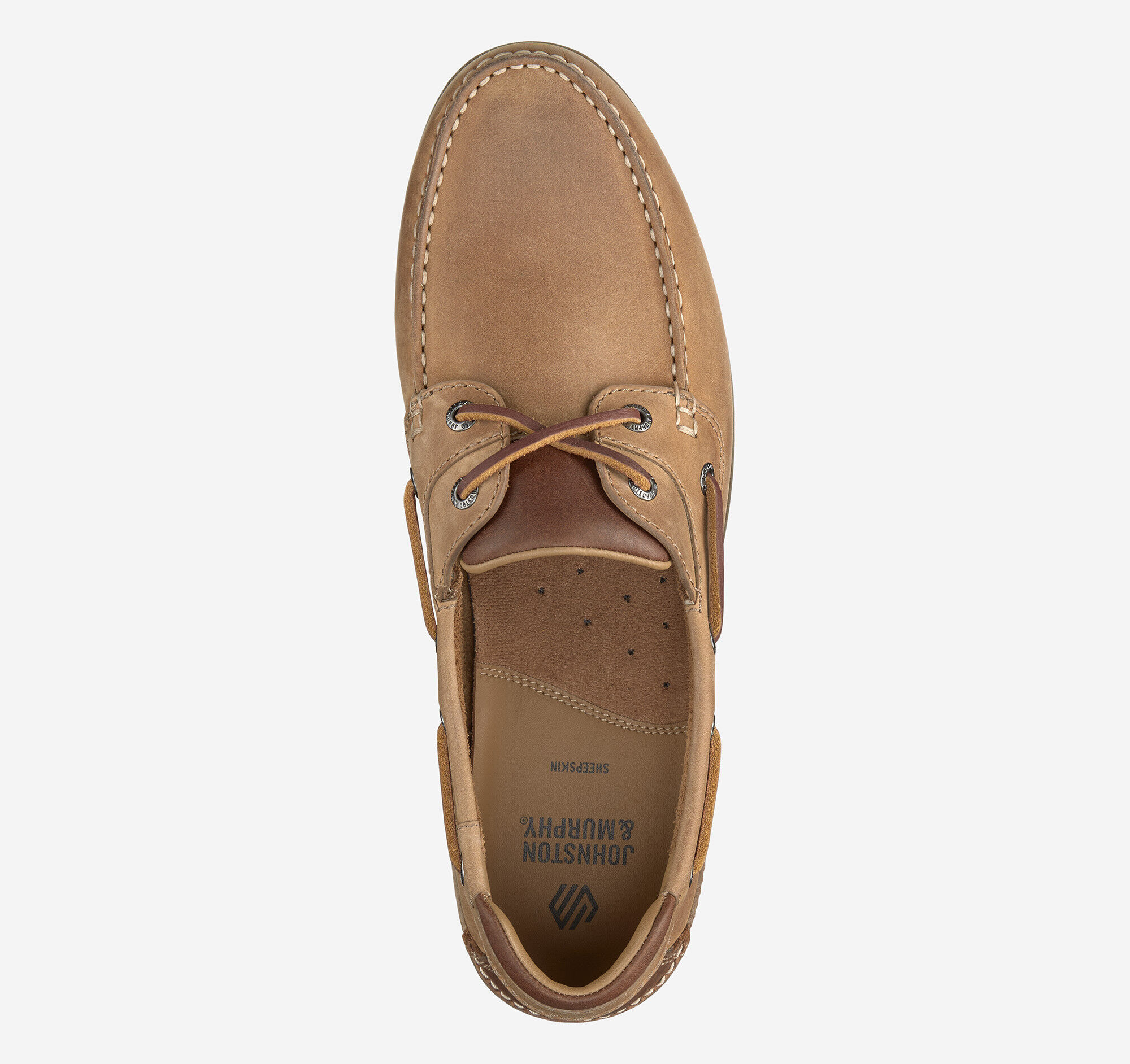 Men's Ventura 2-Eye Boat Shoe in Tan Full Grain | Johnston & Murphy
