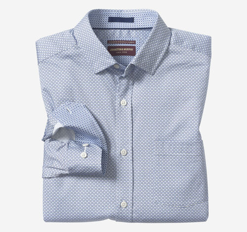 Logan Printed Long-Sleeve Shirt - Blue/Black Dotted Maze