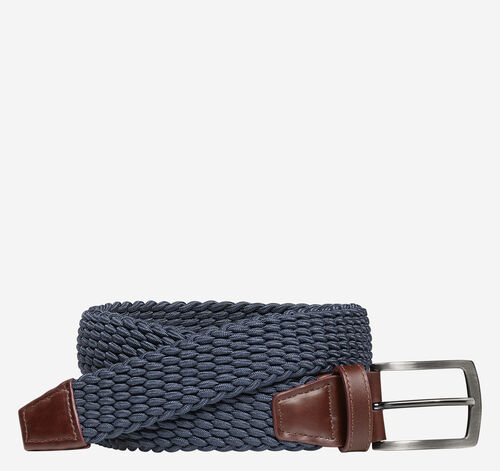 Woven Stretch-Knit Belt - Navy