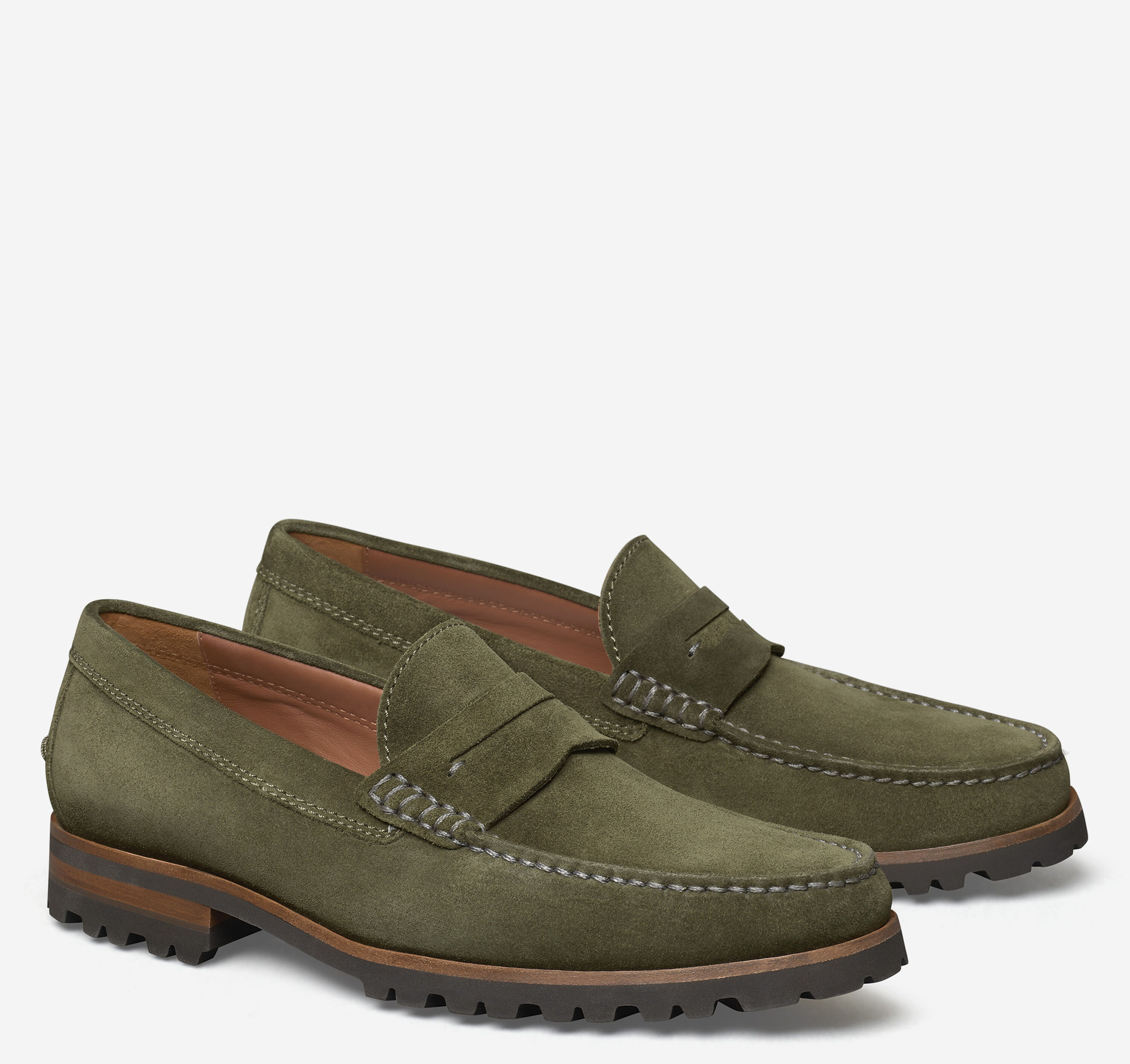 Johnston & Murphy Drivers Penny Loafer Mens 9.5 Green Sheepskin Boat Preppy Men main image 3
