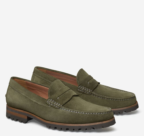 Baldwin Lug Penny Loafer - Olive English Suede