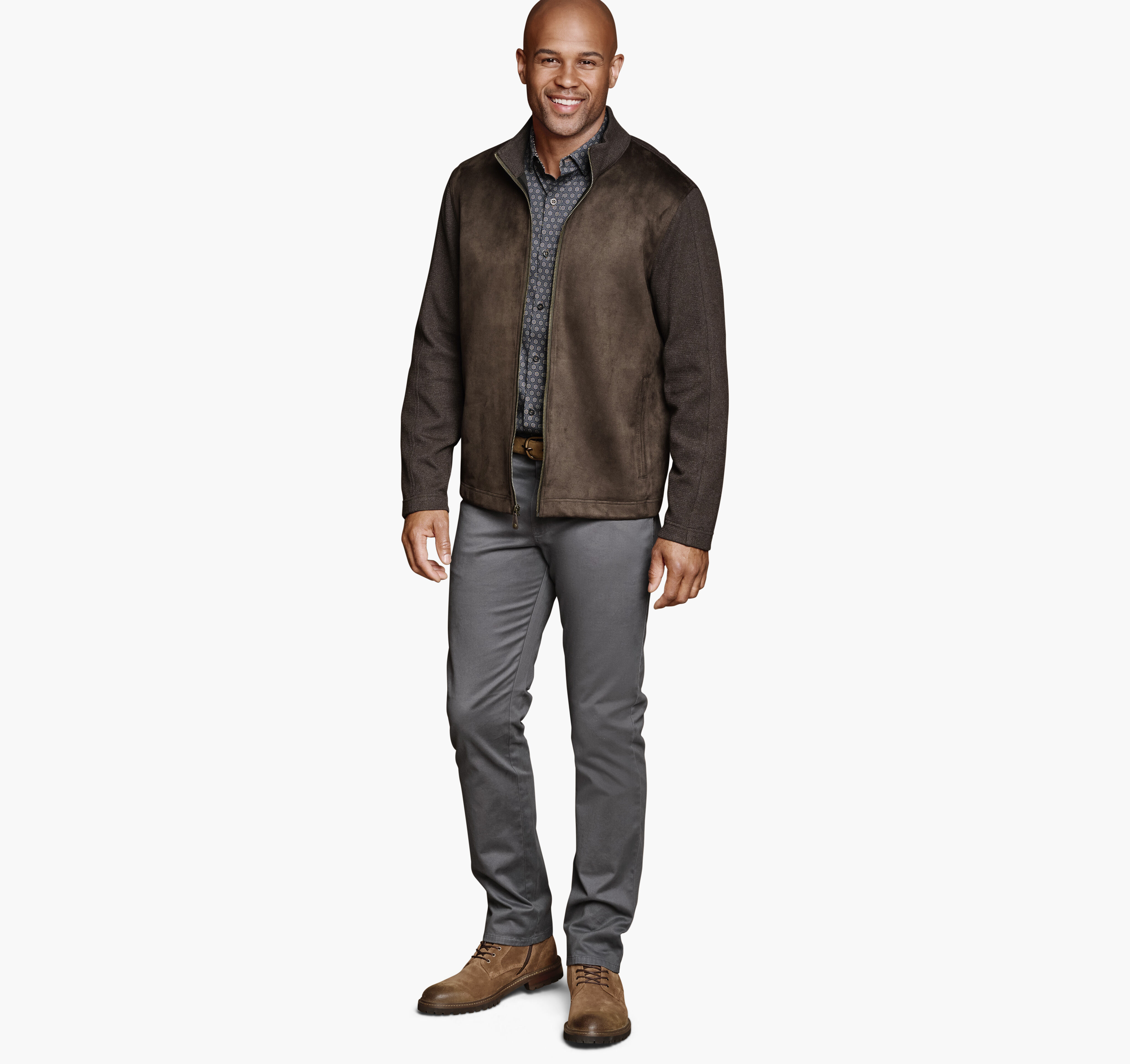 Men's Faux-Suede Full-Zip in Brown | Johnston & Murphy