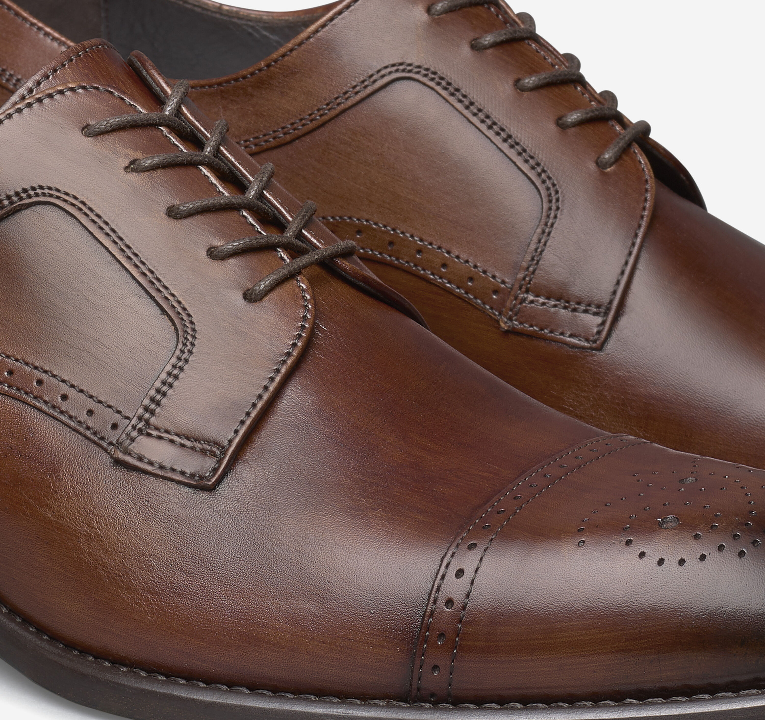Johnston & Murphy Men's Ellsworth Cap Toe Lace-Up Dress Shoe - Brown Italian Calfskin - Size 9 - M