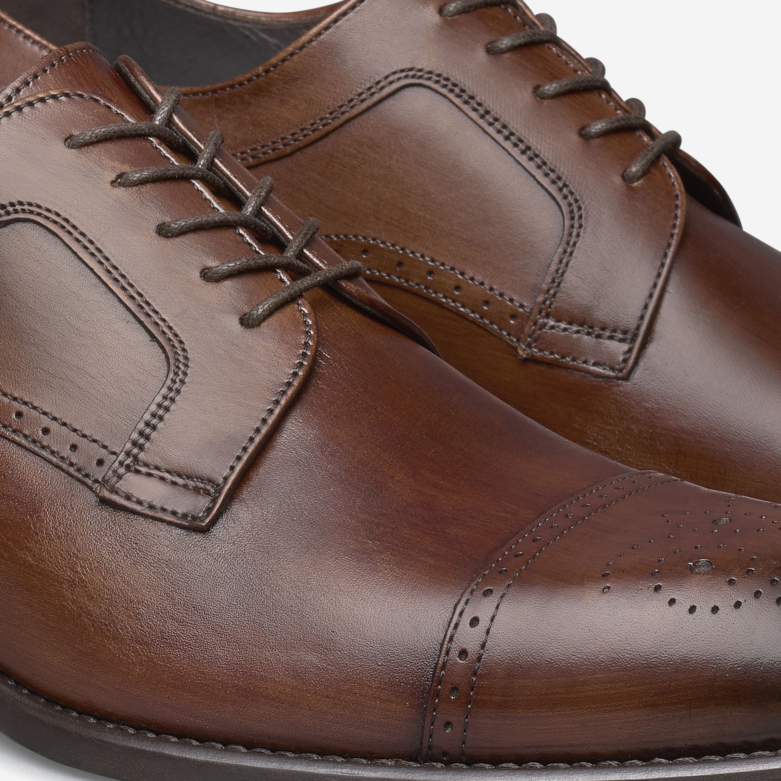 Johnston & Murphy Mens Leather Heritage Brown Derby Shoes Size 8.5 M Cap Toe Men main image 2