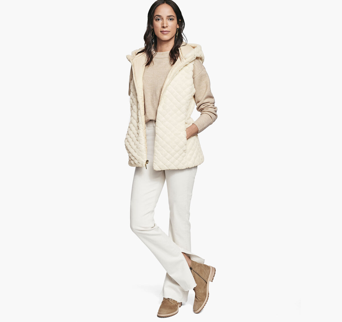 Reversible Faux-Fur Hooded Vest image number null