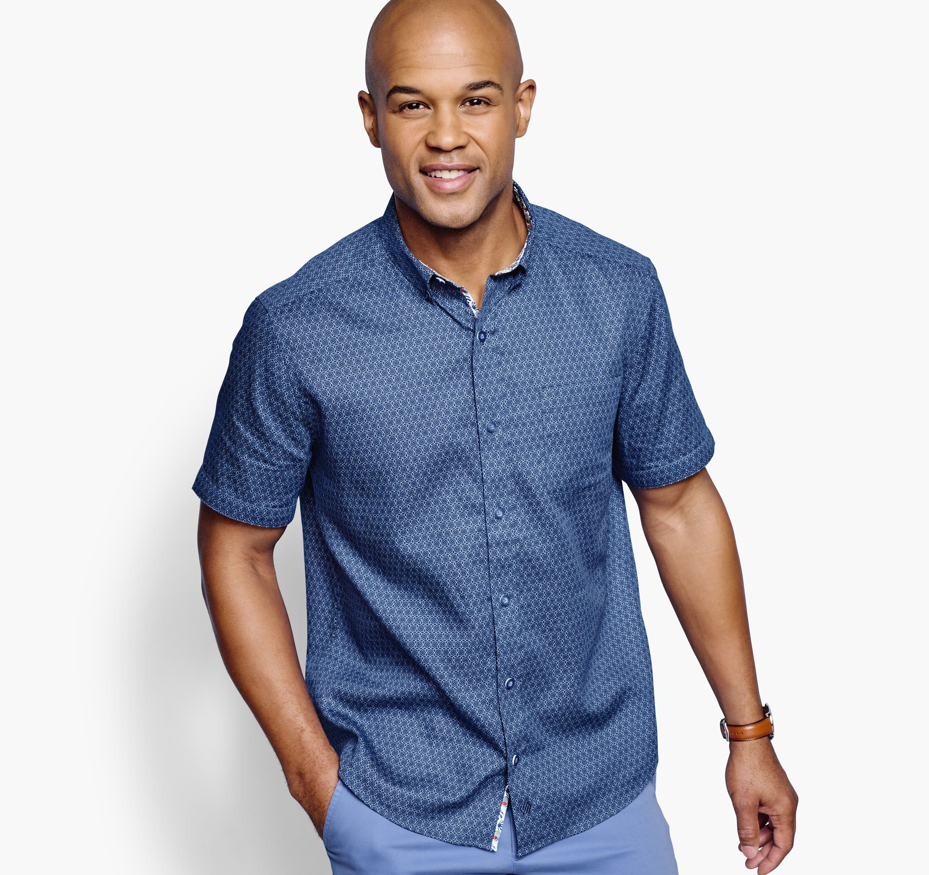 Men's Textured Cotton Short-Sleeve Shirt | Johnston & Murphy Men's Textured Cotton Short-Sleeve Shirt | Johnston & Murphy