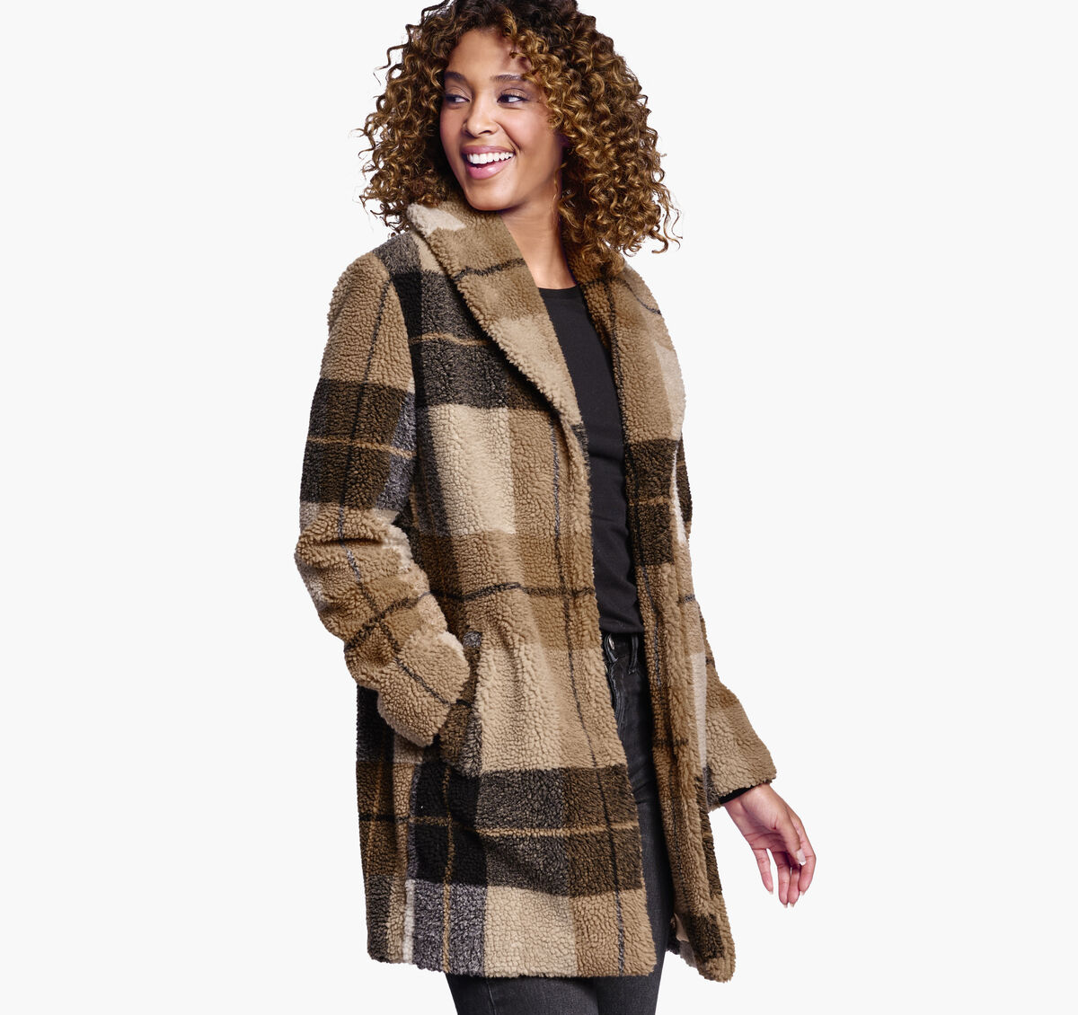 Plaid Teddy Coat image number null