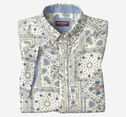 Linen-Blend Short-Sleeve Print Shirt image number null