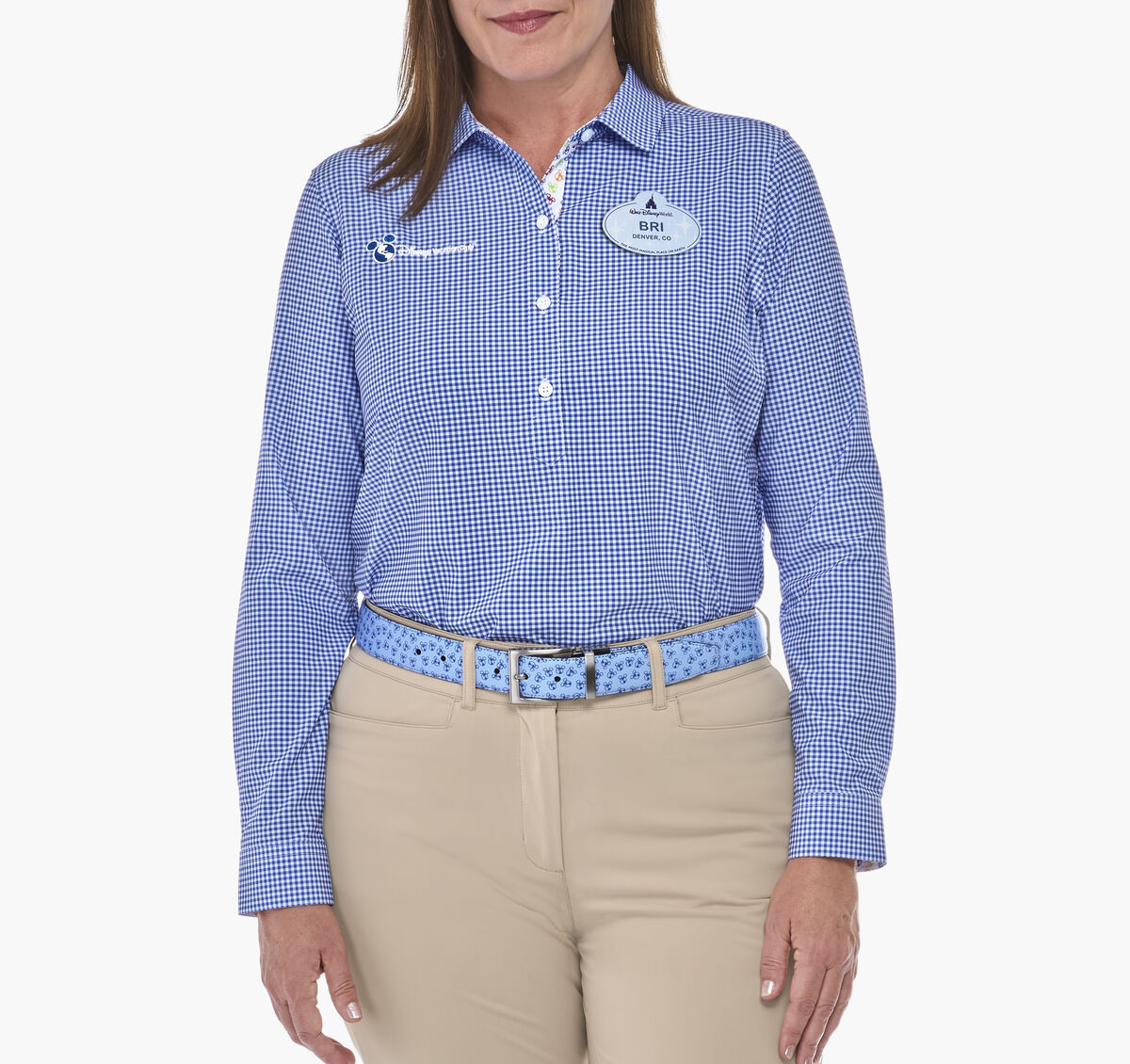 Women's Long Sleeve Popover Gingham Woven Shirt image number null