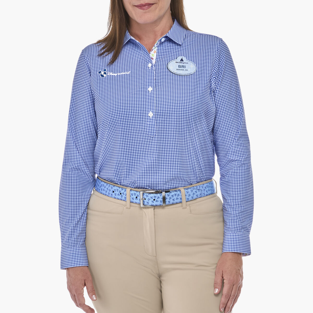 Women's Long Sleeve Popover Gingham Woven Shirt image number null