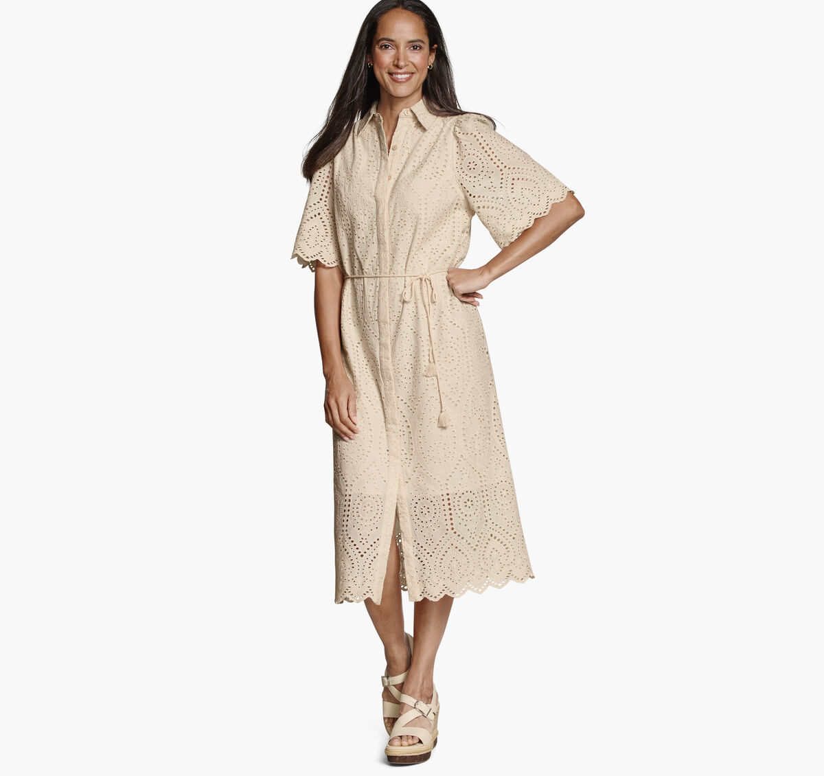 Flutter-Sleeve Eyelet Dress image number null