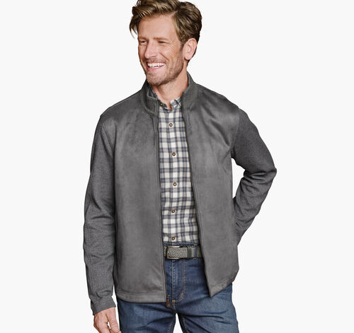 Faux-Suede Full-Zip - Gray