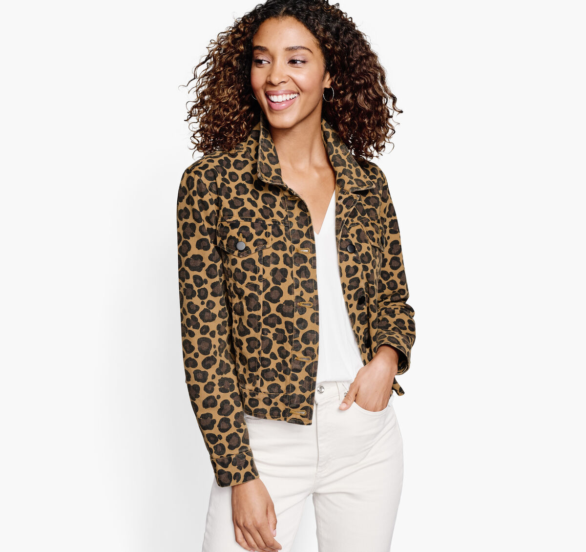 Animal-Print Denim Jacket image number null