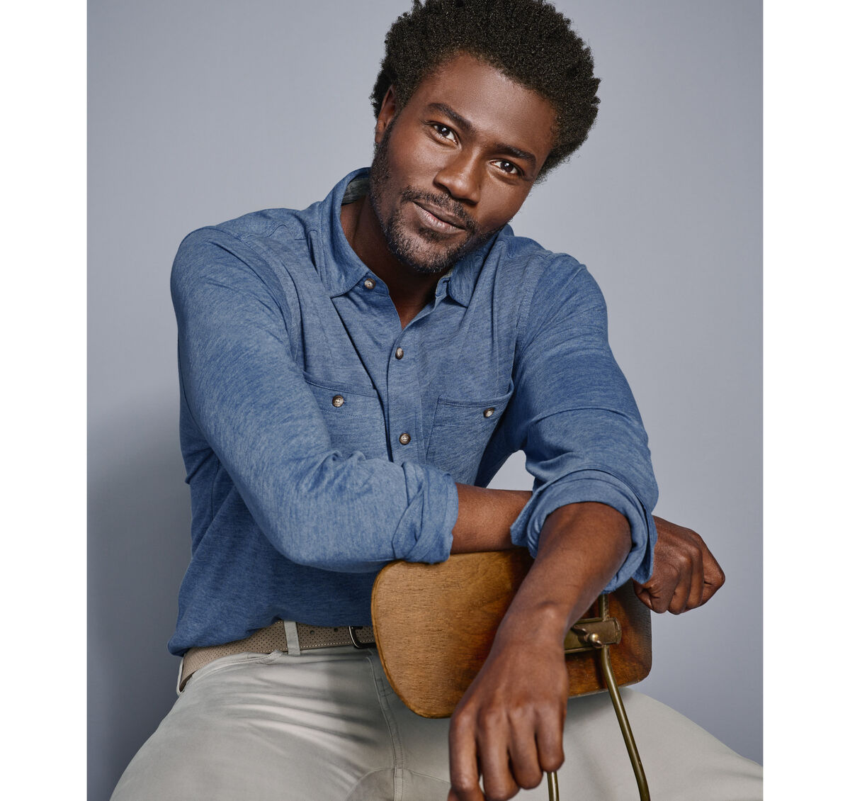 XC Flex&reg; Stretch Indigo Long-Sleeve Shirt image number null