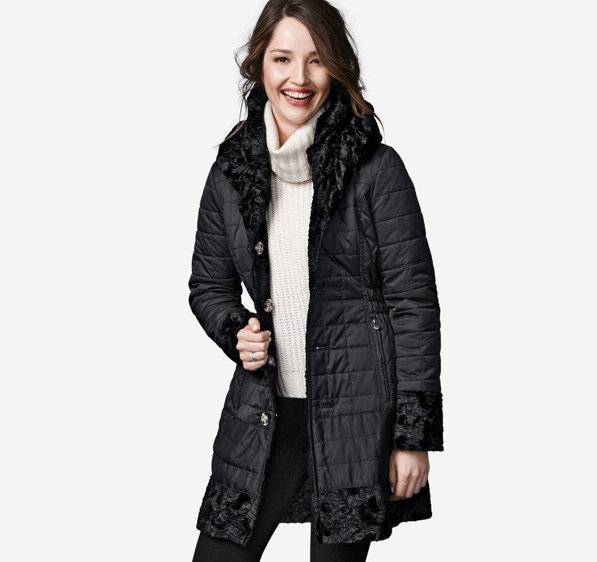 Reversible Quilted/Faux-Fur Jacket image number null