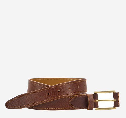 Western Pebbled Leather Belt - Tan