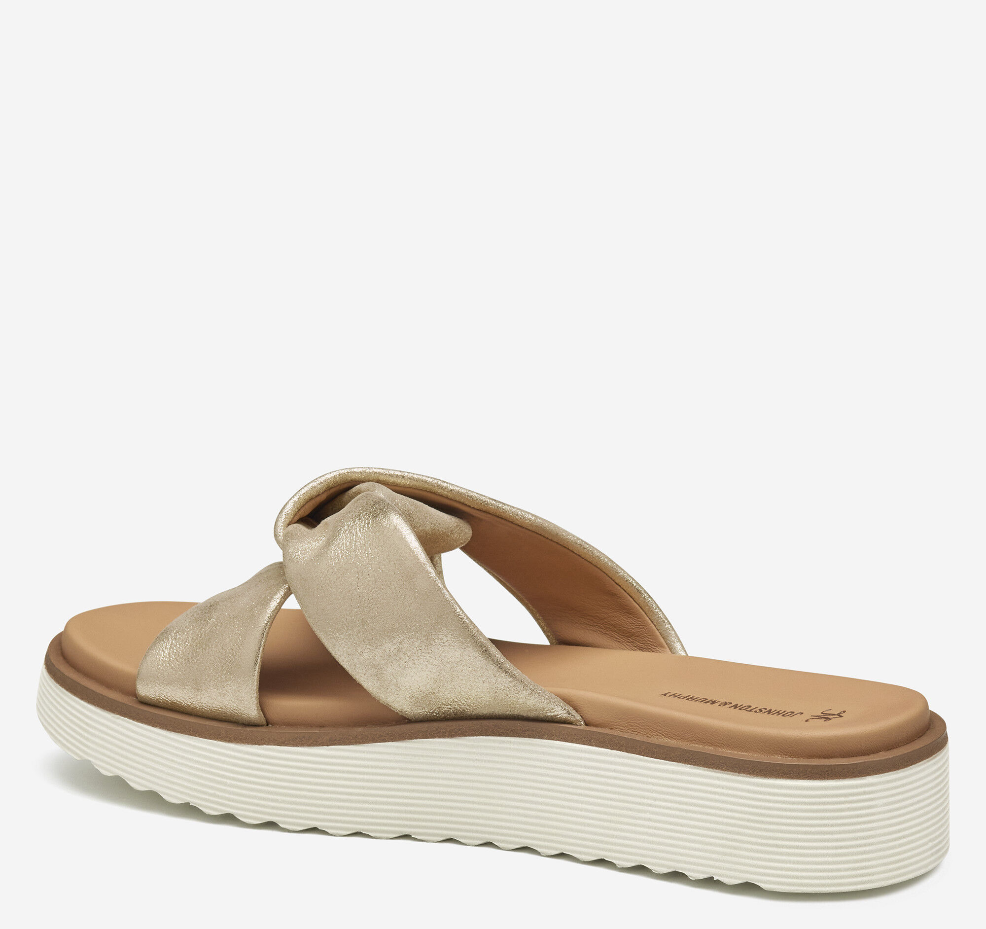 Women's Mitzi Knotted Slide in Champagne Metallic Kid Suede
