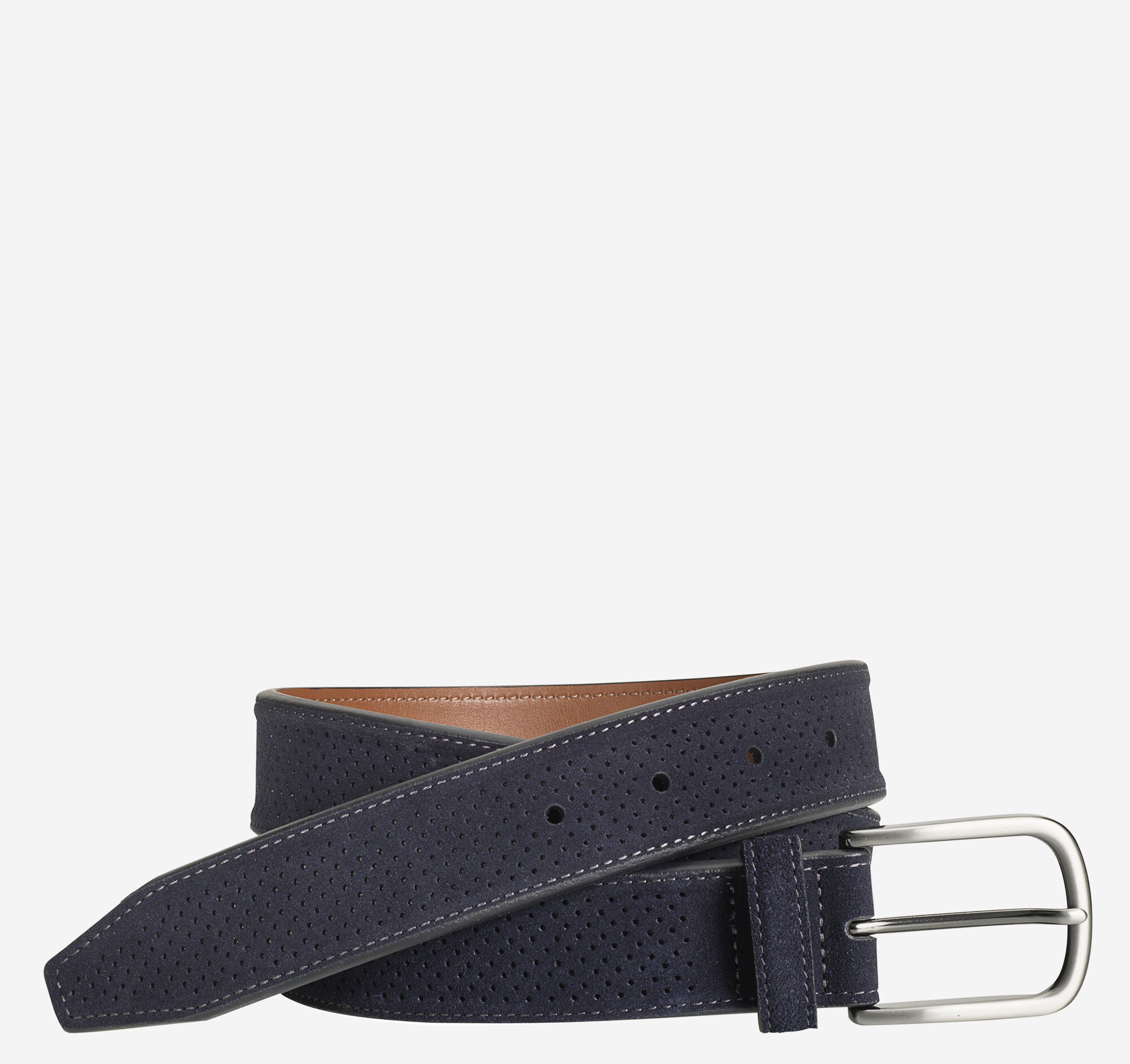 Men's Perfed Suede Belt in Navy | Johnston & Murphy