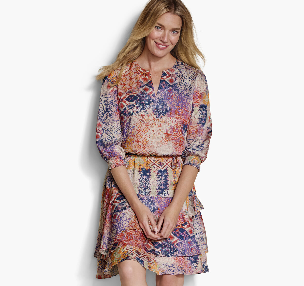 Printed Tiered Dress image number null