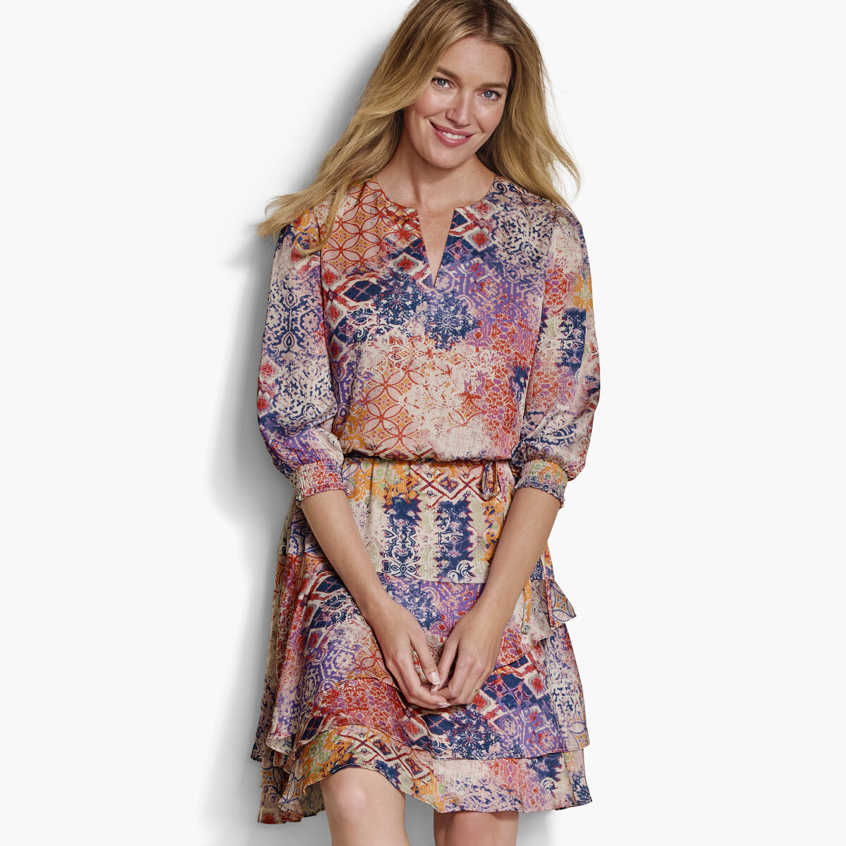 Printed Tiered Dress image number null