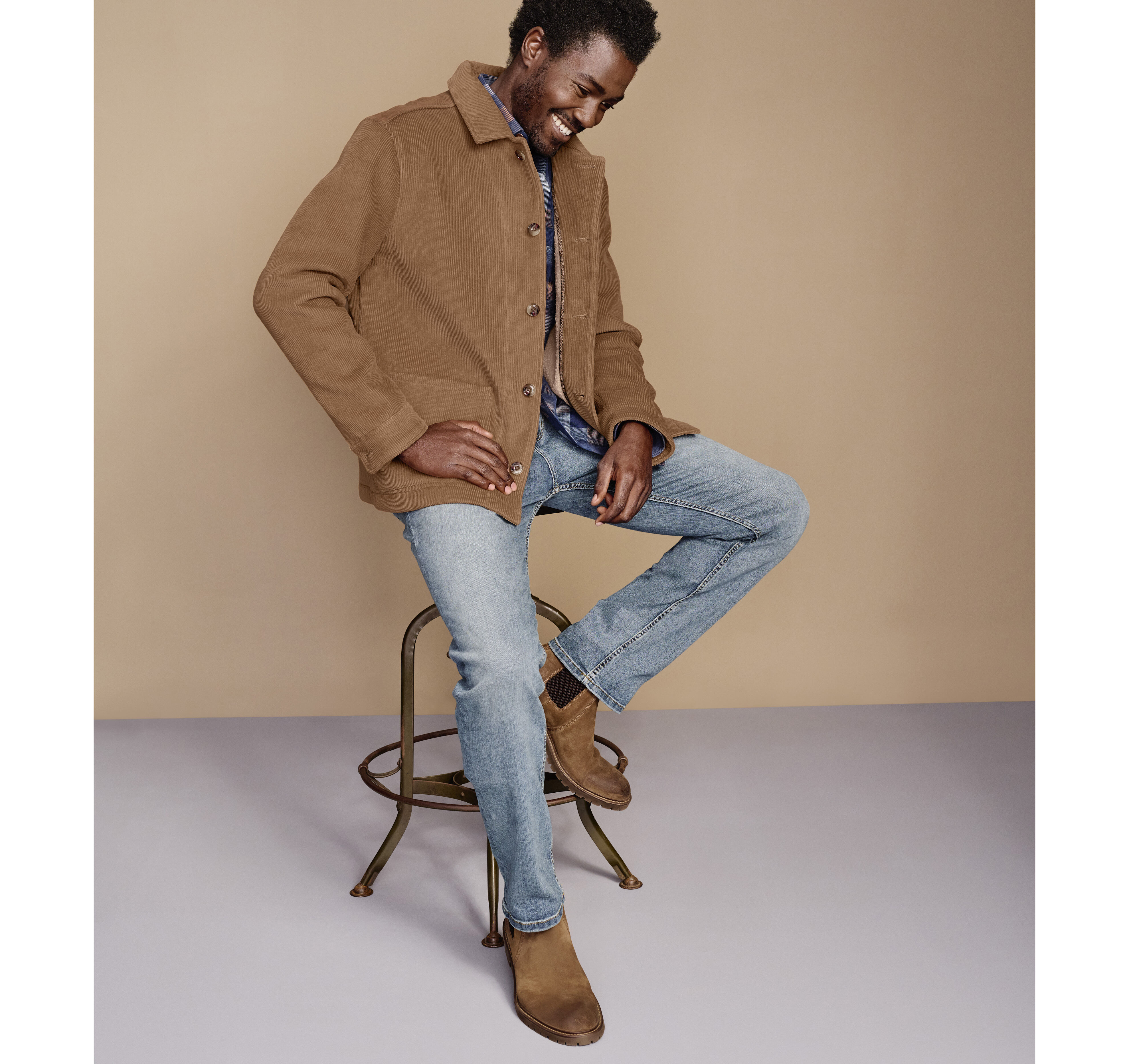 Men's Sherpa-Lined Corduroy Jacket in Camel | Johnston & Murphy
