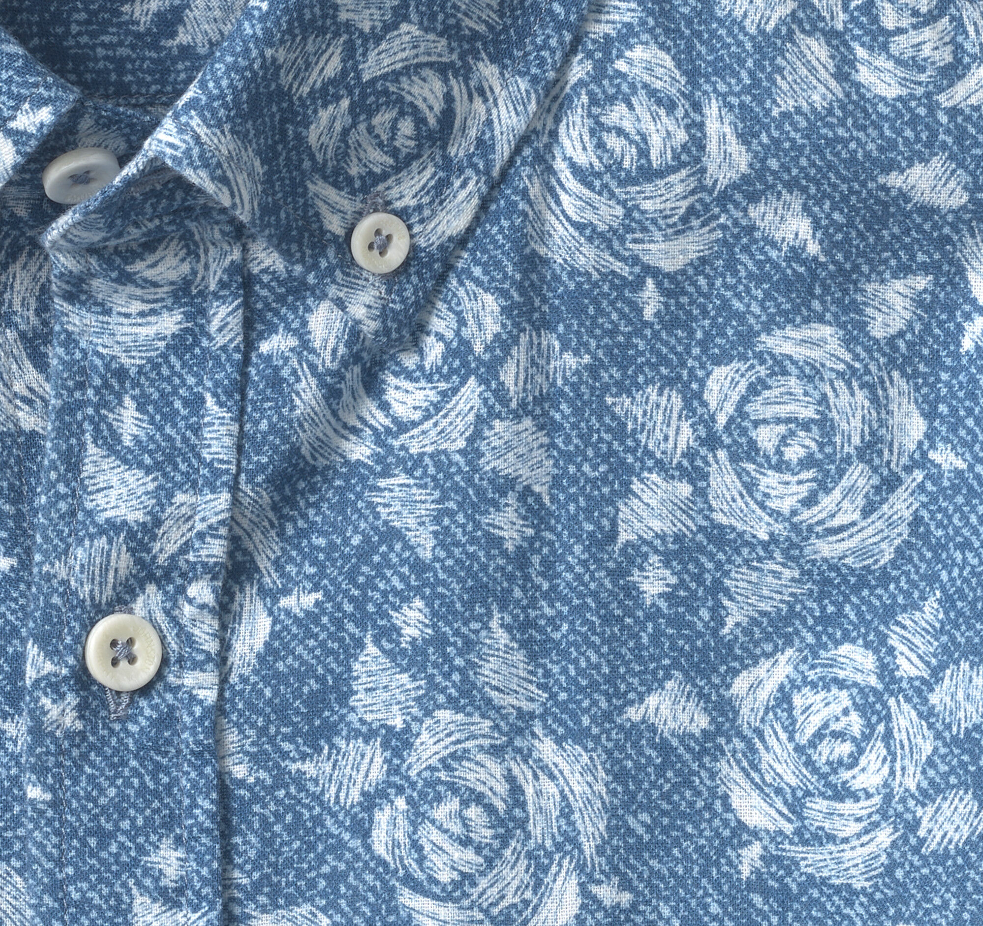 Cotton-Linen Short-Sleeve Print Shirt