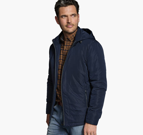 Lightweight Jacket with Removable Hood - Navy
