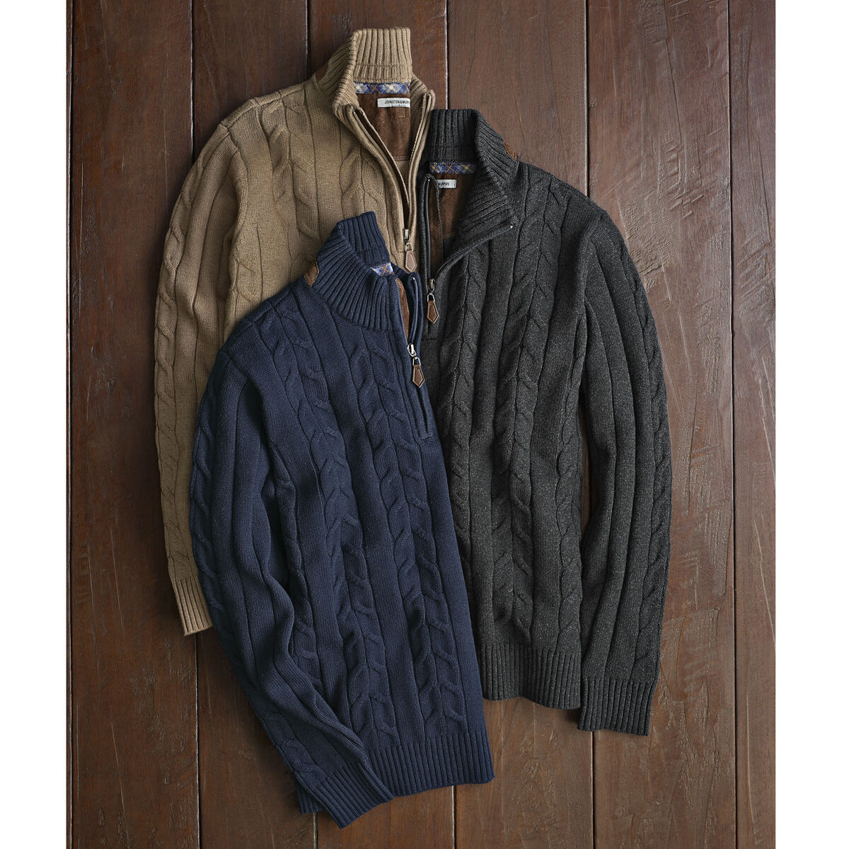 Quarter-Zip Cable Sweater image number null