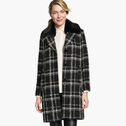 Plaid Coat with Removable Faux-Fur Collar image number null
