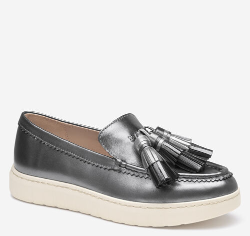 Camryn Tassel Loafer - Gunmetal Metallic Sheepskin