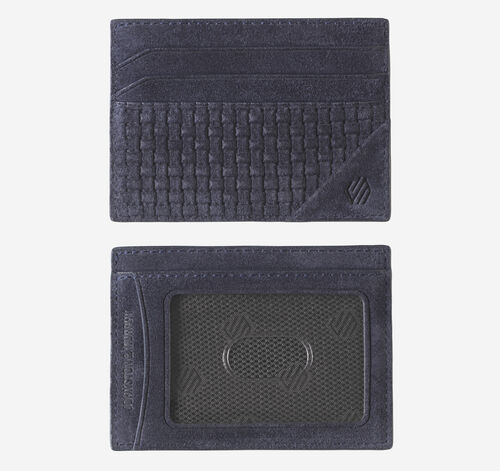 Suede Basketweave Weekender Wallet - Navy