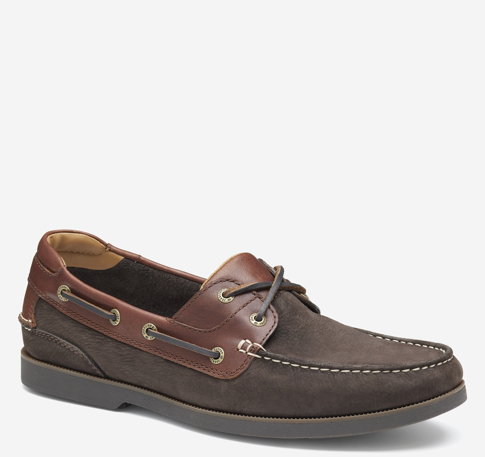 Men's Ventura 2-Eye Boat Shoe in Dark Brown Nubuck/Mahogany Full
