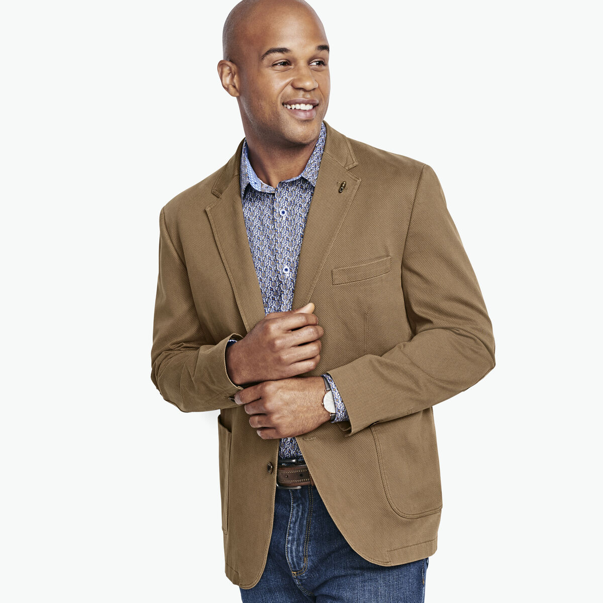 Washed Cotton Printed Blazer image number null