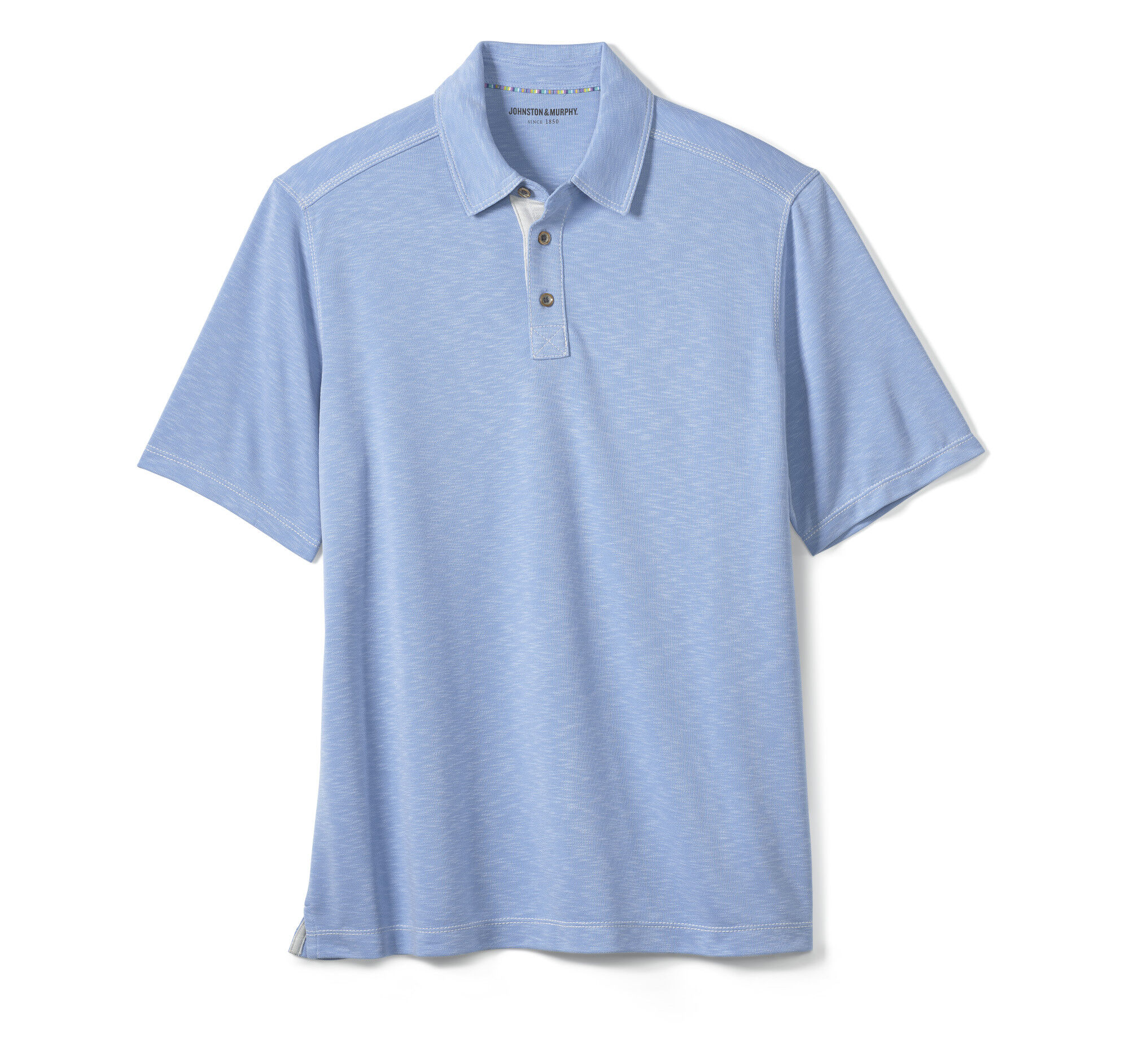 Men's Vintage Slub Polo in Light Blue | Johnston & Murphy