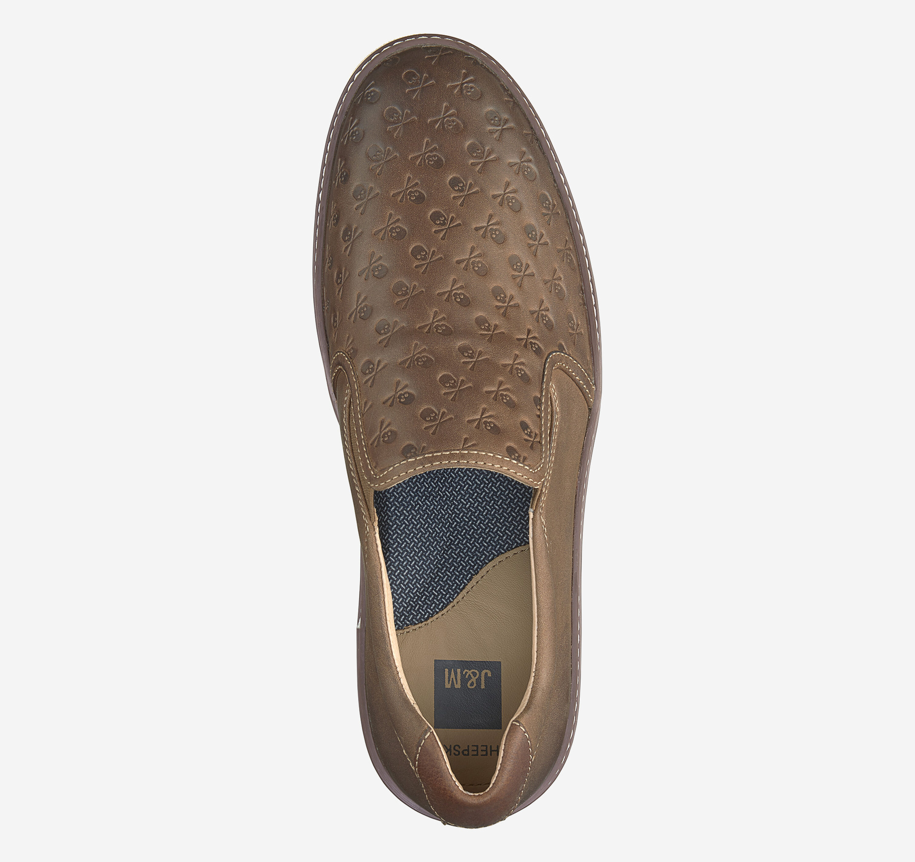 Johnston & Murphy McGuffey tan leather skull and crossbones loafers, size 12 Men main image 4