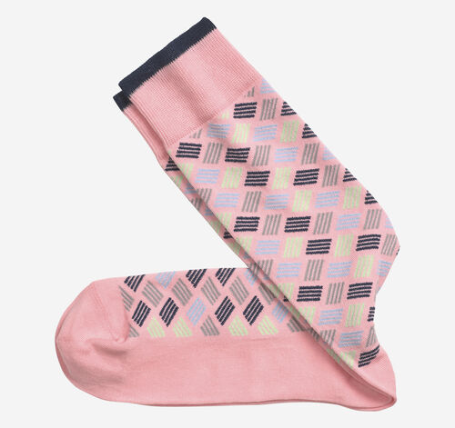 Basketweave Socks - Pink