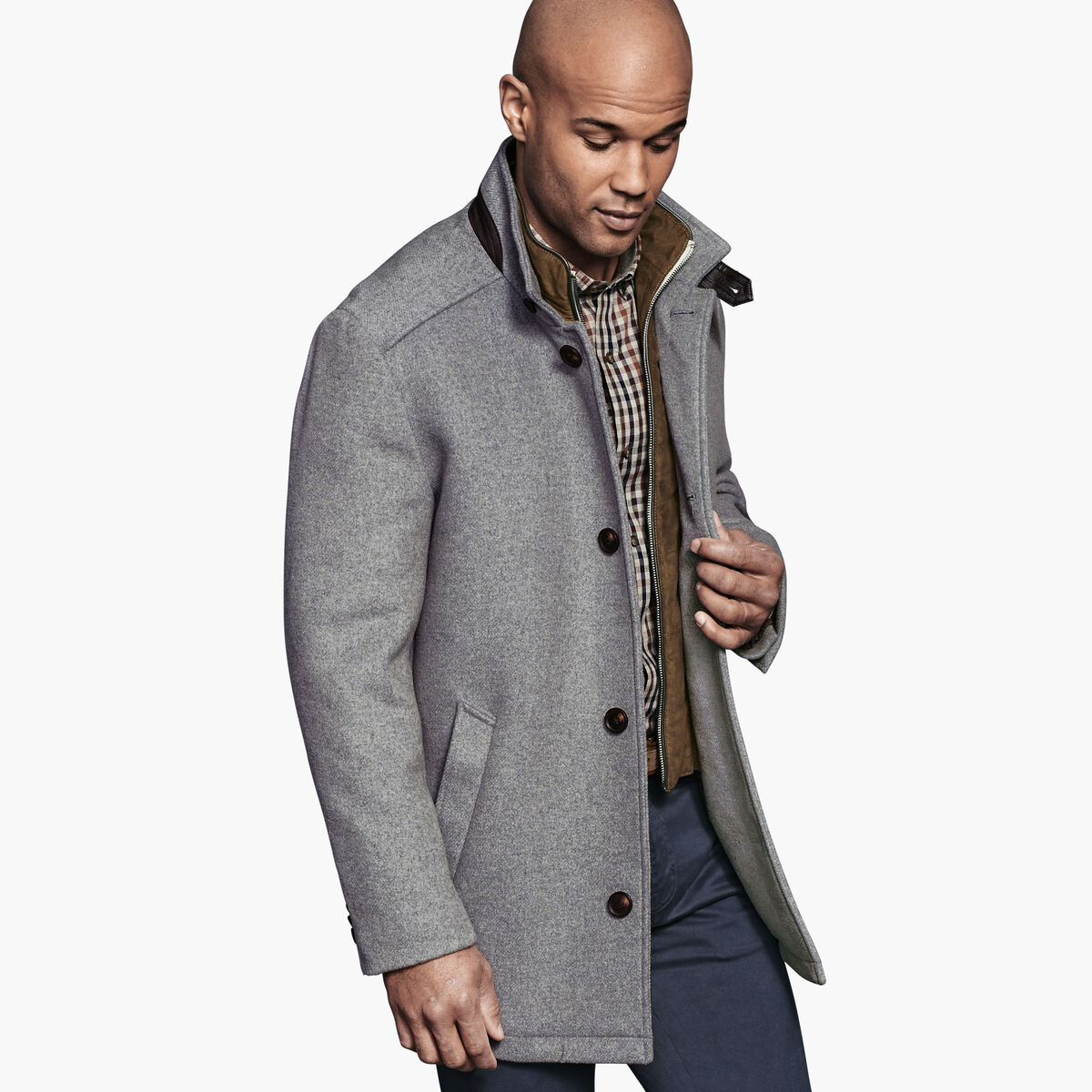 Wool Car Coat with Bib image number null