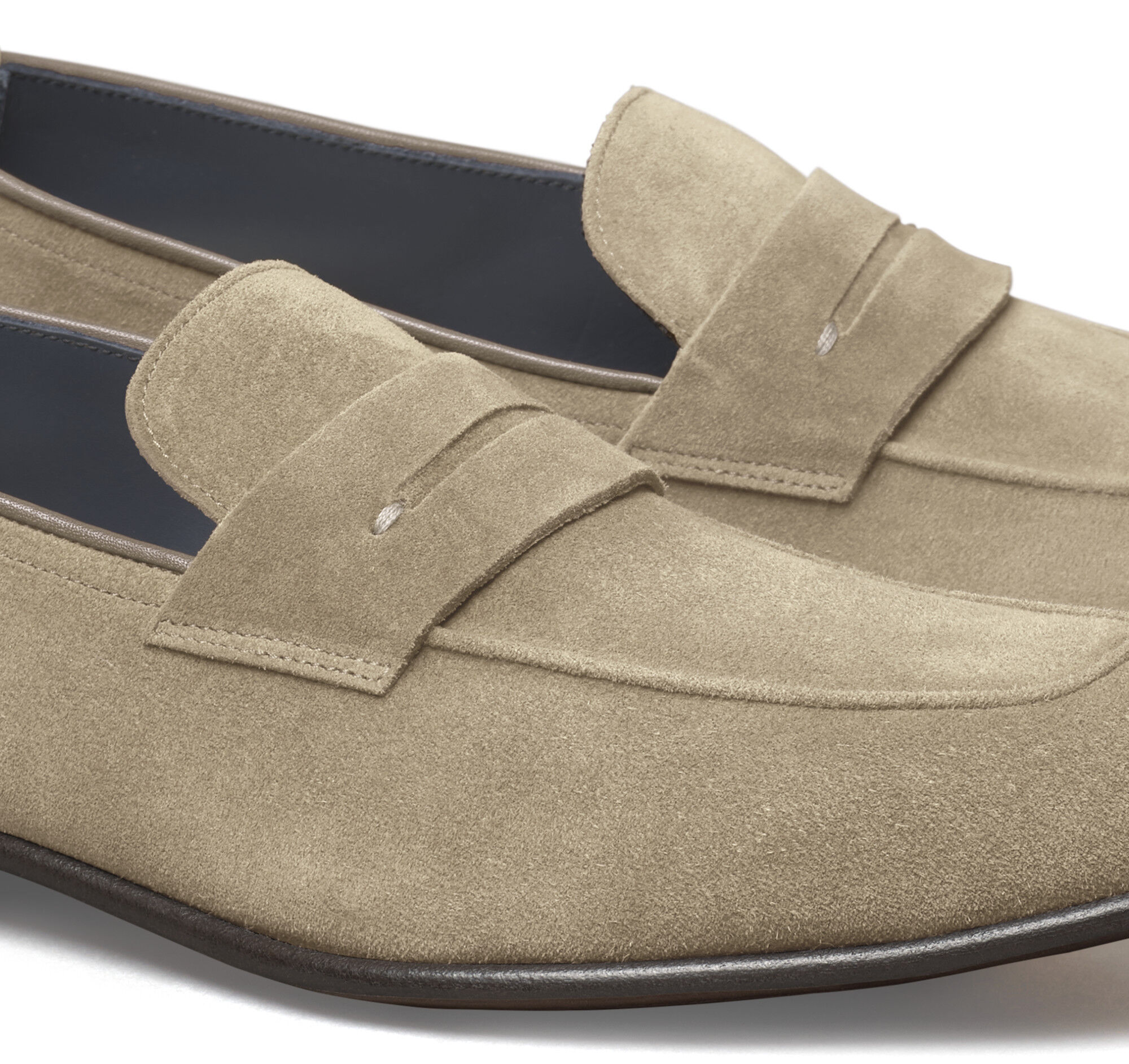 Men's Taylor Penny Loafer in Taupe Italian Suede | Johnston & Murphy