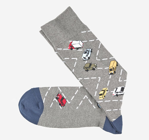 Novelty Socks - Gray Highway Cars