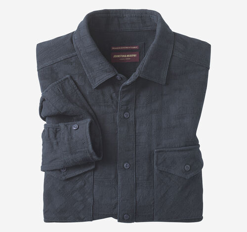 Textured Shirt Jacket - Navy