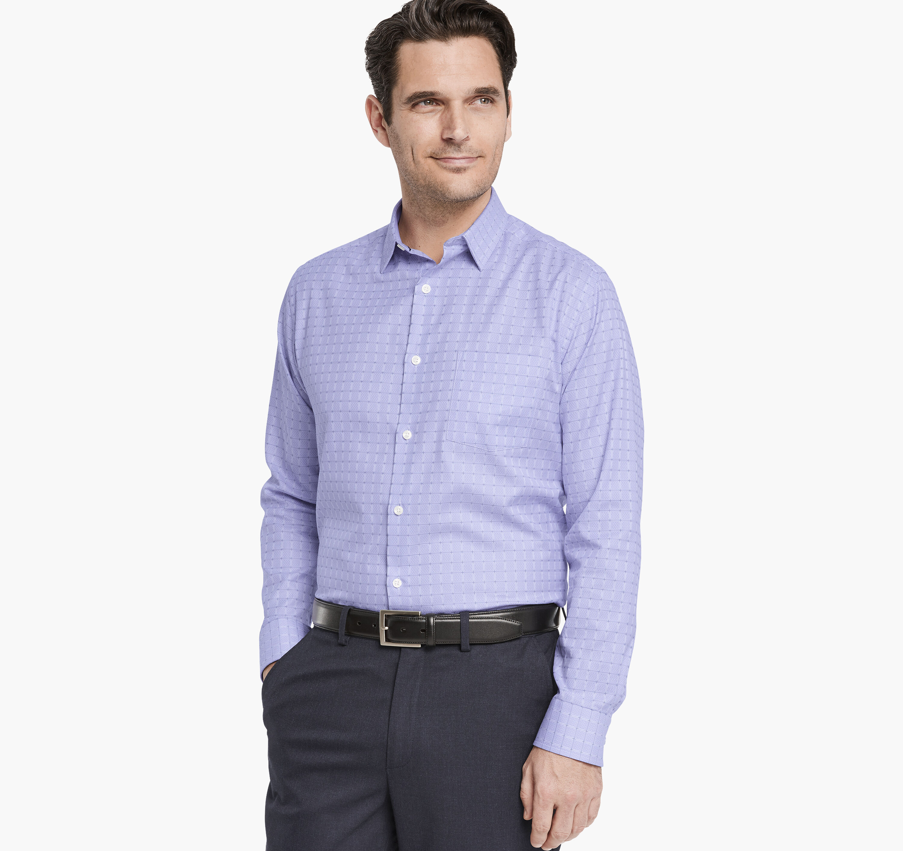 slim fit dress slacks Merino Wool Dress Shirt | Blue Check – Dress Shirts
