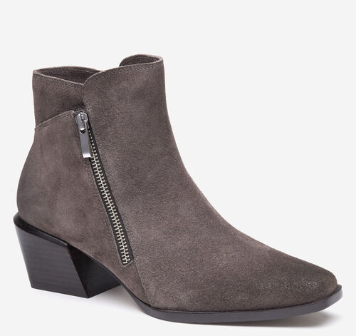 Kalista Double-Zip Bootie - Dark Gray Suede