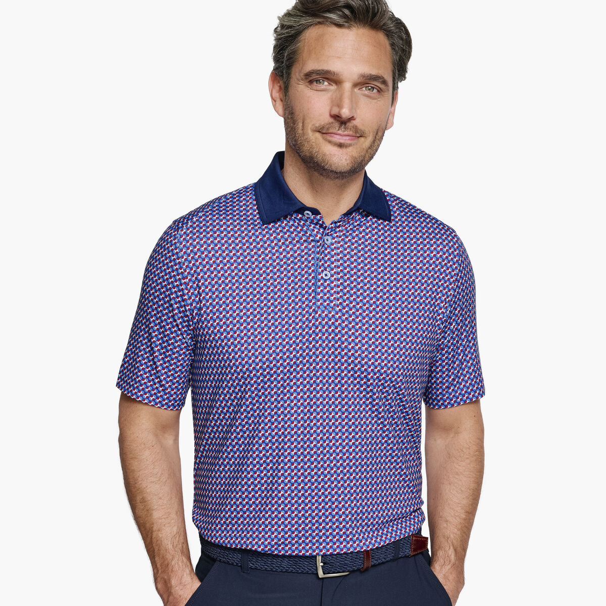 XC4® Performance Solid-Collar Print Polos + Cool Degree™ image number null