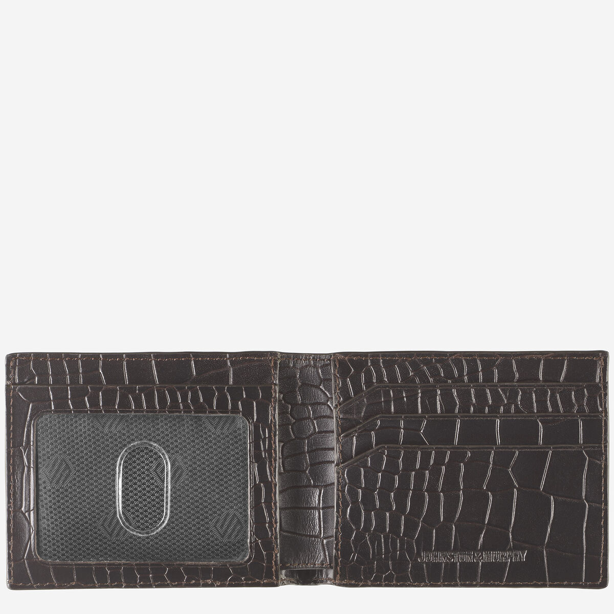 Croc-Embossed Leather Billfold Wallet image number null