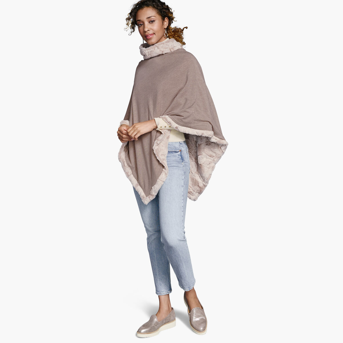 Reversible Faux-Fur Poncho image number null