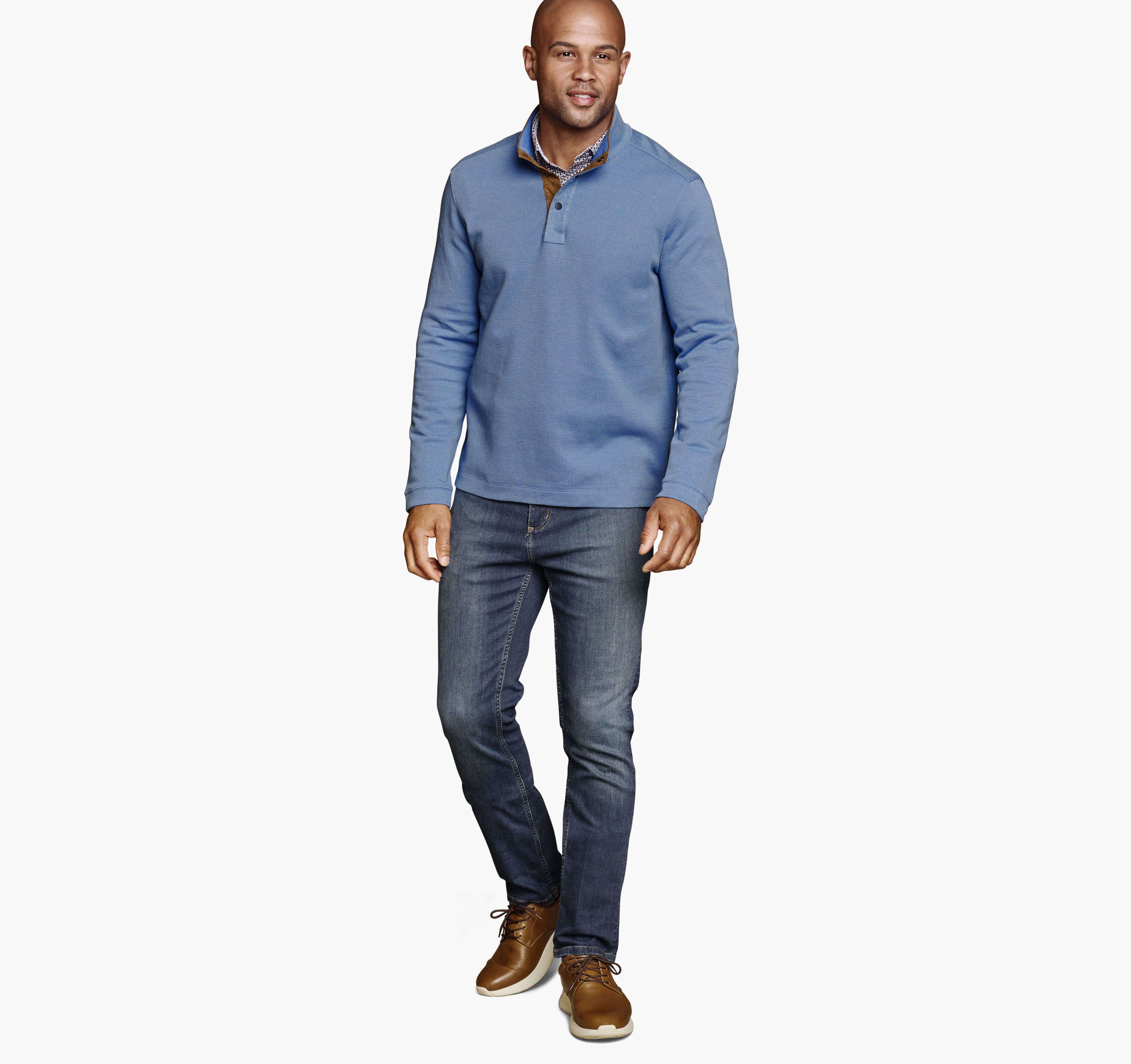 Knit Jacquard Quarter-Snap Pullover