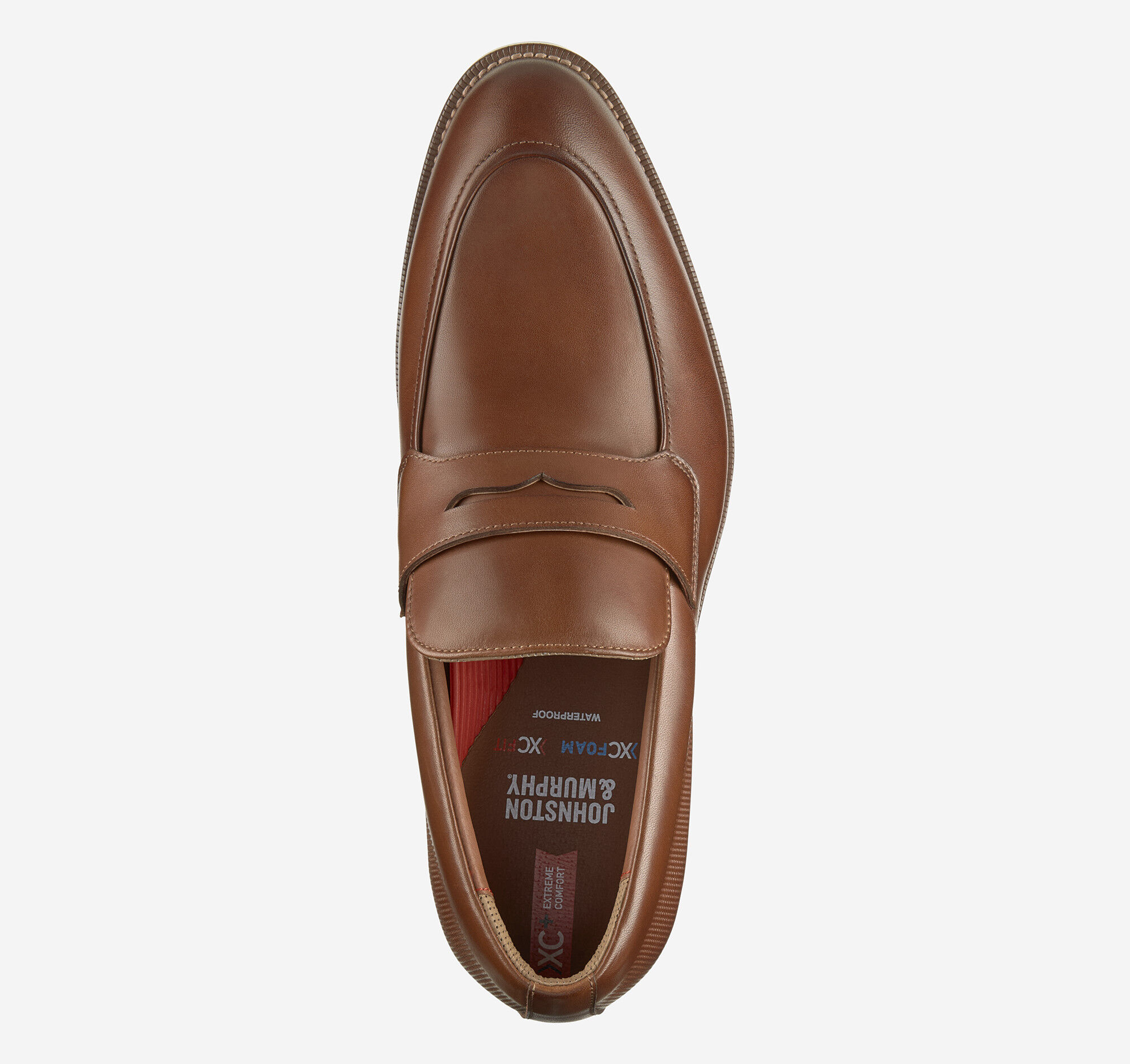 Men's XC+™ Copley Penny Loafer in Cognac Waterproof Full Grain