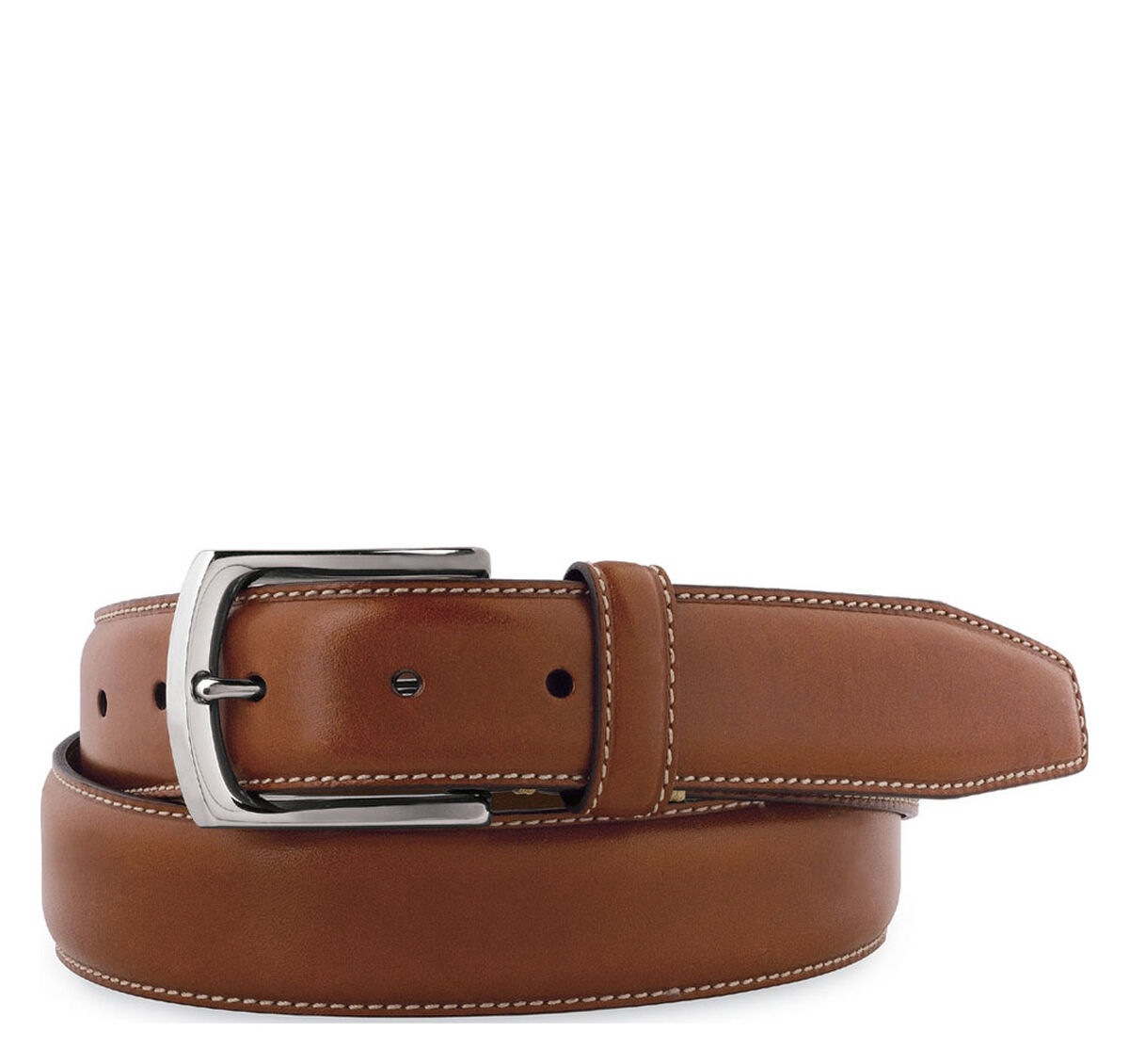Topstitched Leather Belt image number null