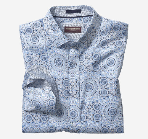 Printed Cotton Shirt - Blue Kaleidoscope